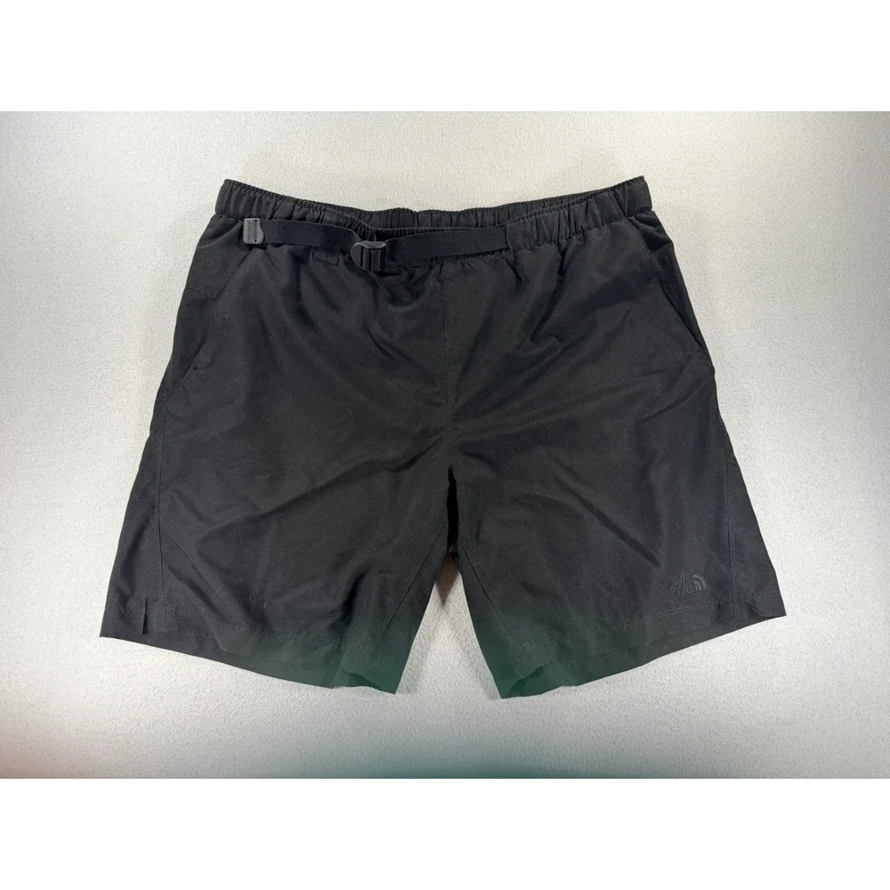The North Face Mens Black Hiking Shorts XL Integrated Belt Mesh Lined Trail